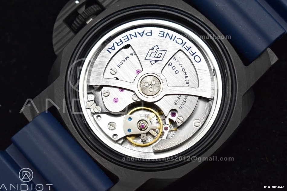 Dial W 439 Trendsetting P Best Carbotech SBF Blue 1:1 Blue Rubber Edition Strap PAM1232 on 0124